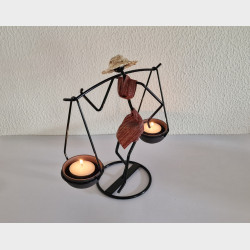 Jern Figur med lysholder rd tj.