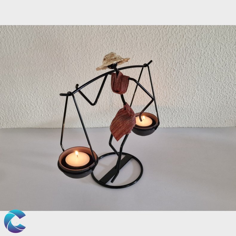 Jern Figur med lysholder rd tj.