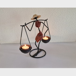 Jern Figur med lysholder rd tj.