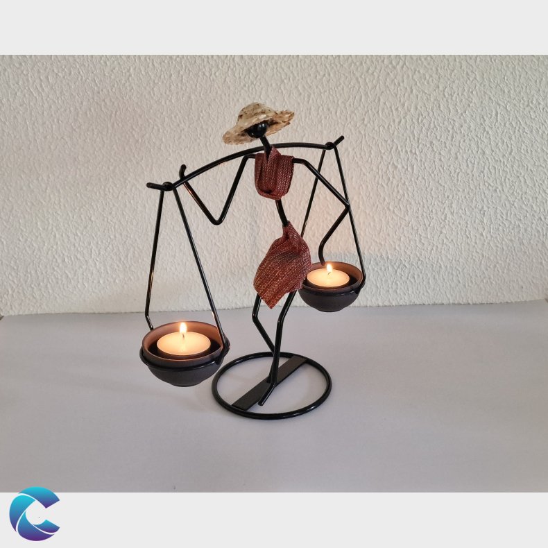 Jern Figur med lysholder rd tj.