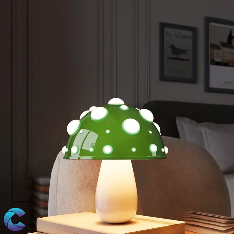 Mushroom Bordlampe Genopladelig Batteri Grn/Hvid