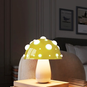 Mushroom Bordlampe Genopladelig Batteri Gul/Hvid