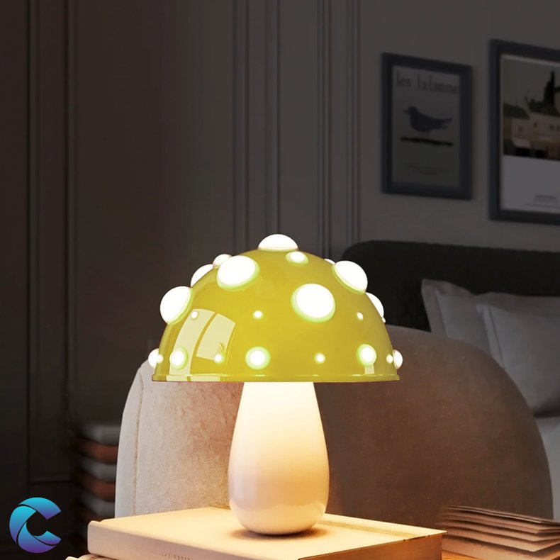 Mushroom Bordlampe Genopladelig Batteri Gul/Hvid