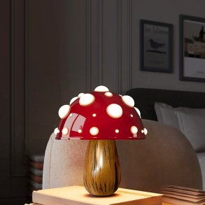 Paddehat Bordlampe Trlook Genopladelig Batteri Wood/Rd