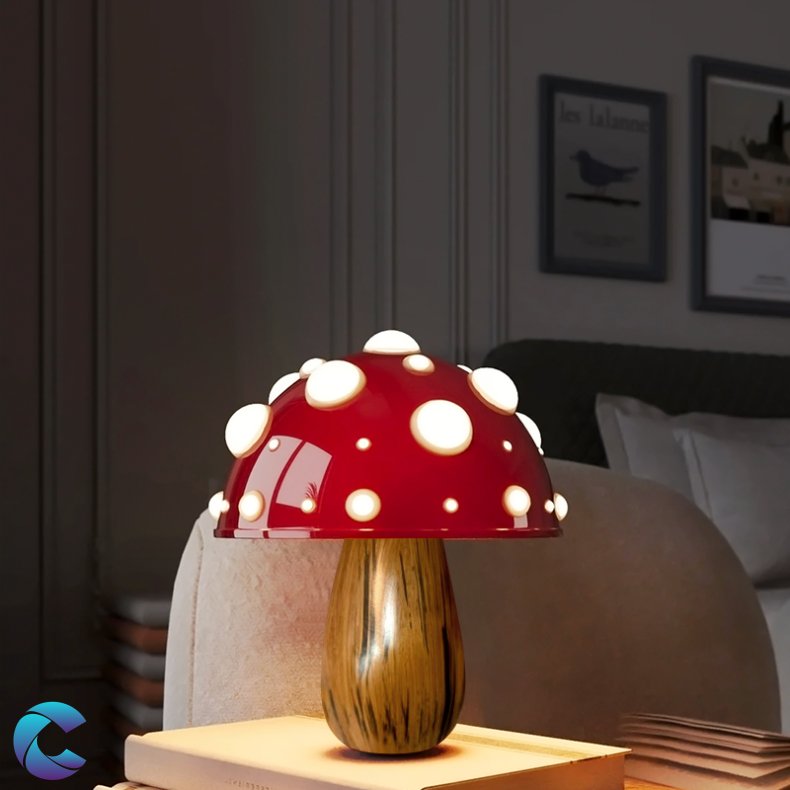 Paddehat Bordlampe Trlook Genopladelig Batteri Wood/Rd