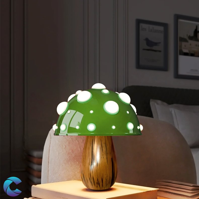 Paddehat Bordlampe Trlook Genopladelig Batteri Wood/Grn