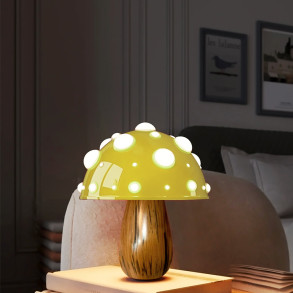 Paddehat Bordlampe Trlook Genopladelig Batteri Wood/Gul