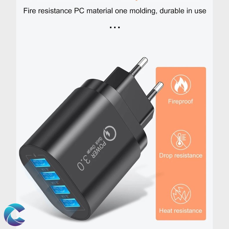 USB 3.0 4 Port Quick Lader Hvid