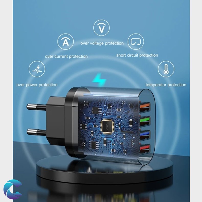 USB 3.0 4 Port Quick Lader Hvid