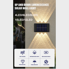 Solcelle udend�rs v�glampe 8 Led 2stk.