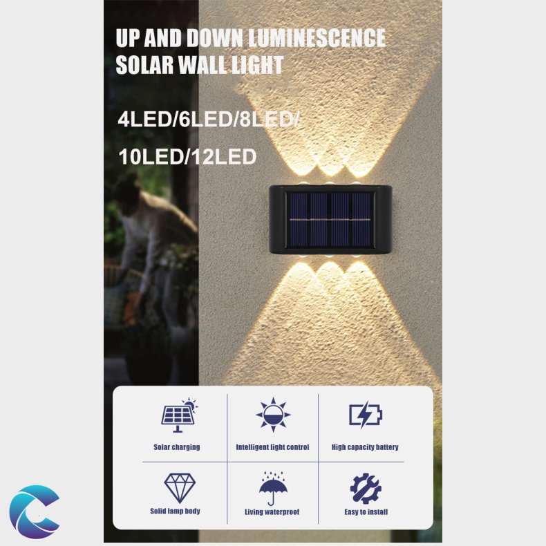 Solcelle udendrs vglampe 8 Led 2stk.