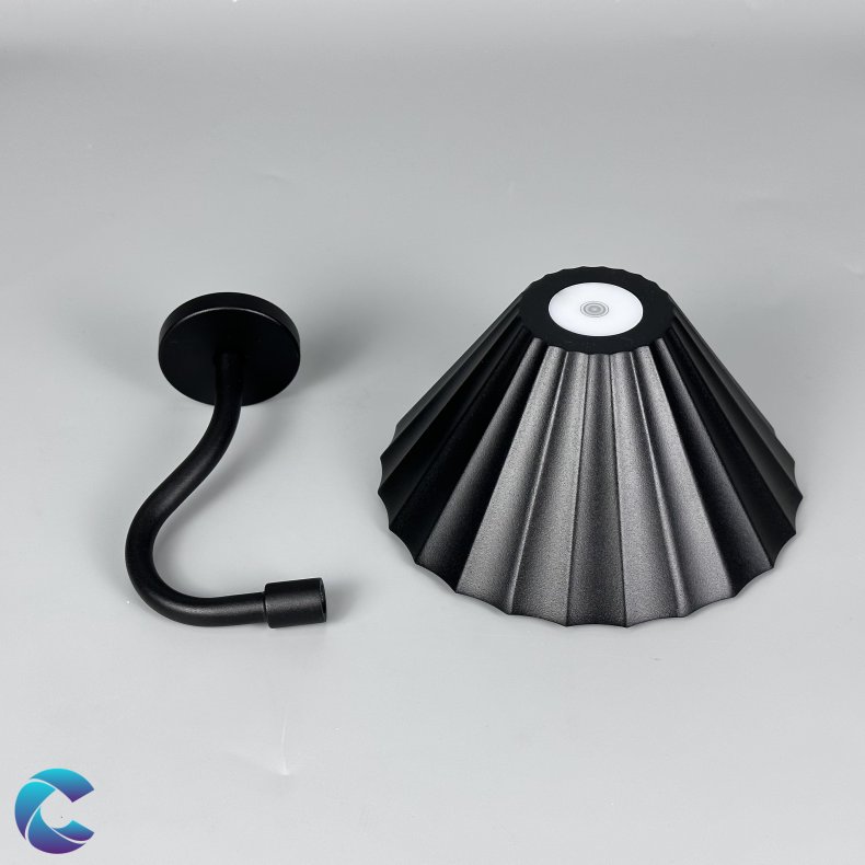 Vglampe med genopladelig batteri sort metal.