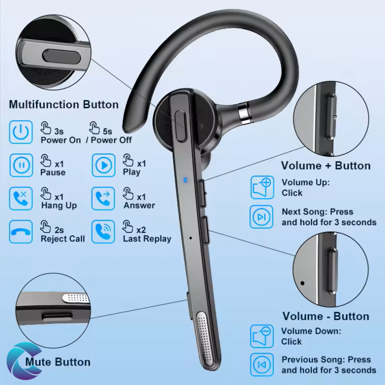 New Bee M53 Bluetooth Headset inkl vindhtte.