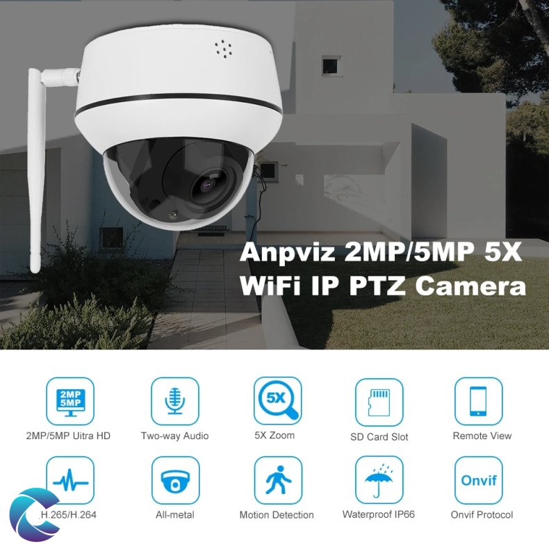 Anpviz 5MP Wifi 5x Optisk Zoom PTZ Kamera