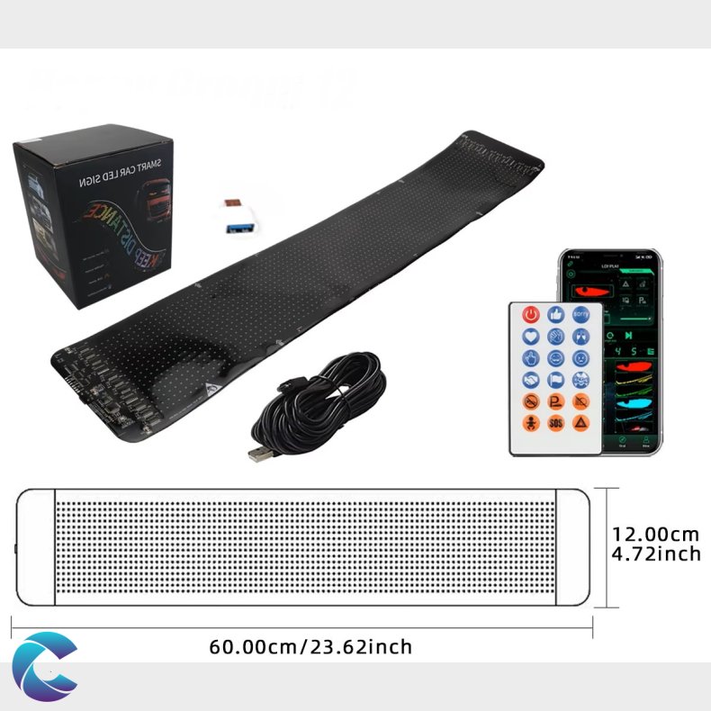 Led Panel usb 60x12cm. App+Fjernbetjening