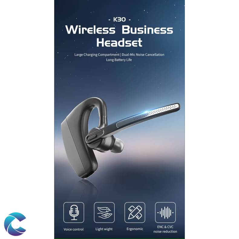 Bluetooth Headset K30 inkl. Vindhtte.
