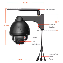 Megapixel 4k PTZ Wi-Fi Metalhus Sort