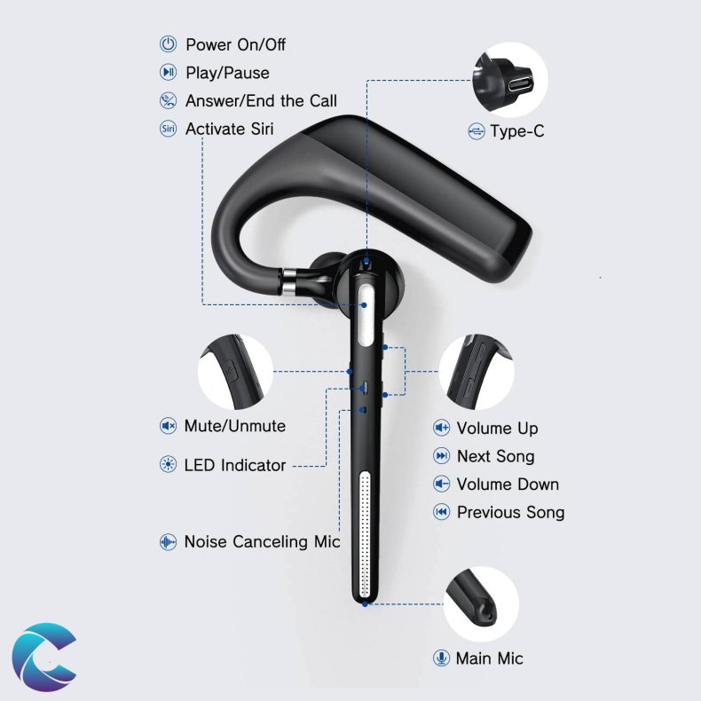 G6 Bluetooth 5,0 Headset 100 Timer. Inkl Vindhtte.