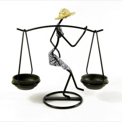 Jern Figur med lysholder bl tj.