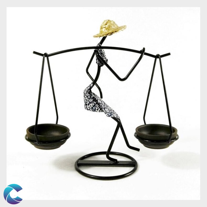 Jern Figur med lysholder bl tj.