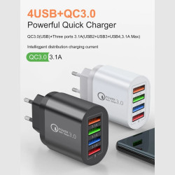 USB 3.0 4 Port Quick Lader Hvid