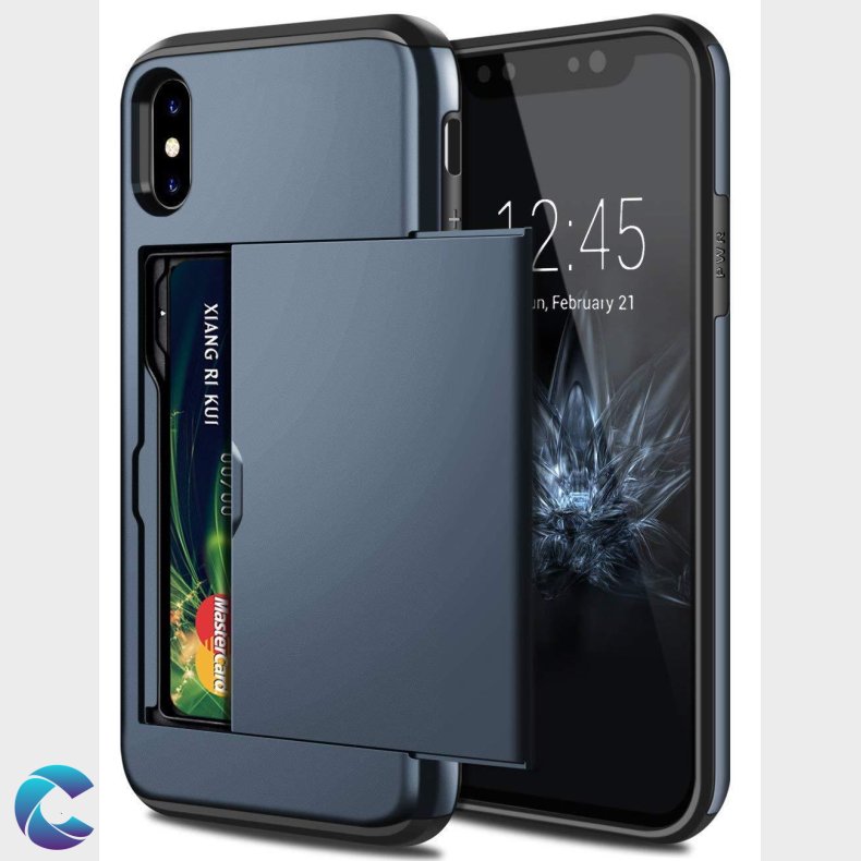 Iphone 11 Design Cover Navy Blue indbygget kortholder
