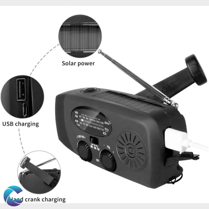 Ndradio 5000 mAh Powerbank og solceller sort.