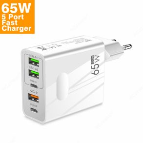 65 Watt 5 Port USB Oplader 