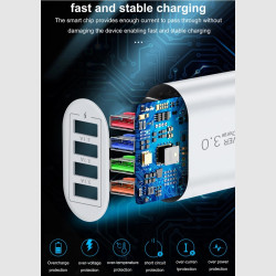 USB 3.0 4 Port Quick Lader Hvid