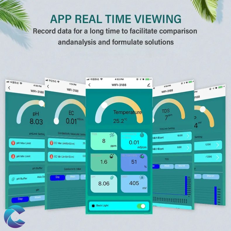 Vandkvalitet mler, wifi, tuya App 7 i en