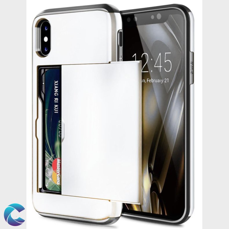 Iphone 11 Design Cover Hvid indbygget kortholder